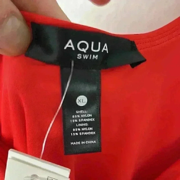 Aqua One Shoulder Cut Out Womens One Piece Swimsuit Red XL New - Picture 6 of 6